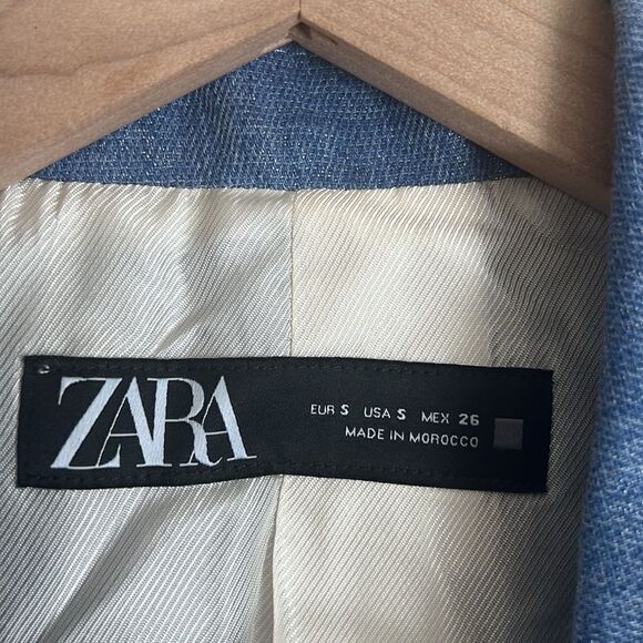 NWT Zara Blue Shimmer Metallic Blazer Size Small - Picture 6 of 11